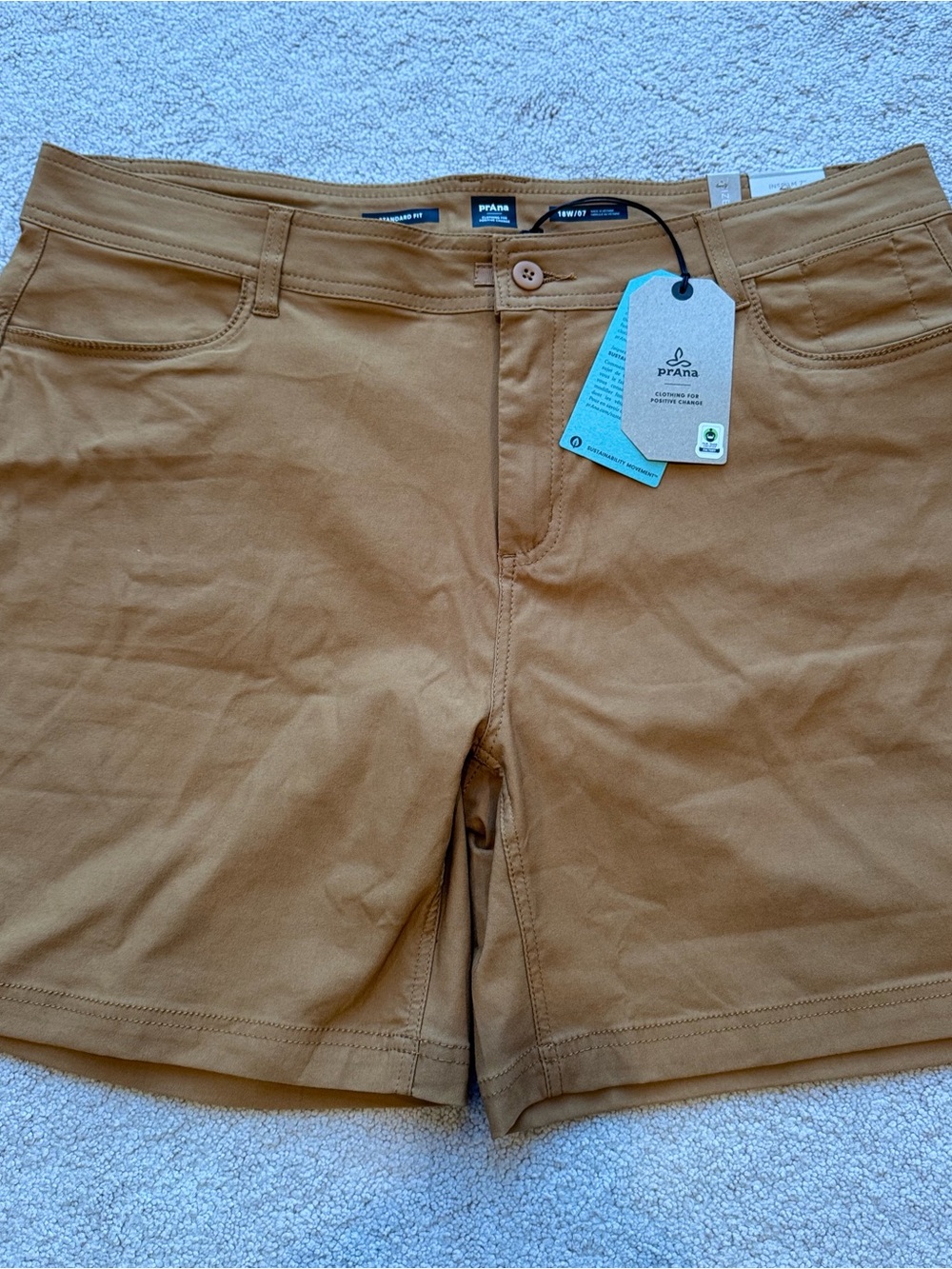 prAna Halle Short Plus II Size 18W 7" Inseam Earthbound Brown Hiking Shorts